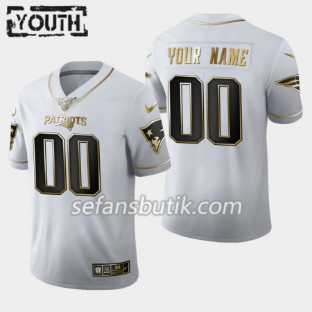 New England Patriots Tröjor Custom Nike Vit Golden Edition 100th - Barn New England Patriots Tröjor Custom Nike Vit Golden Edition 100th - Barn